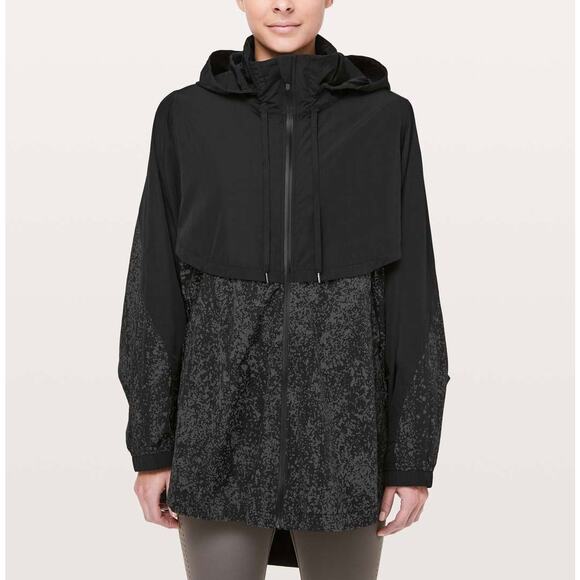 LULULEMON Ride & Reflect Jacket Womens M/L Black Hooded Packable Lightweight - Picture 1 of 16